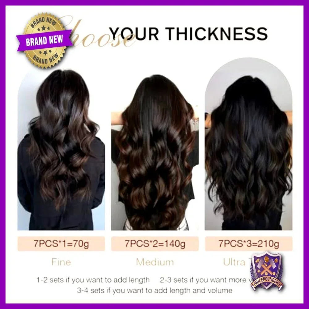 16 Inch Clip In Human Hair Extensions 70g 7pc Silky Straight Remy